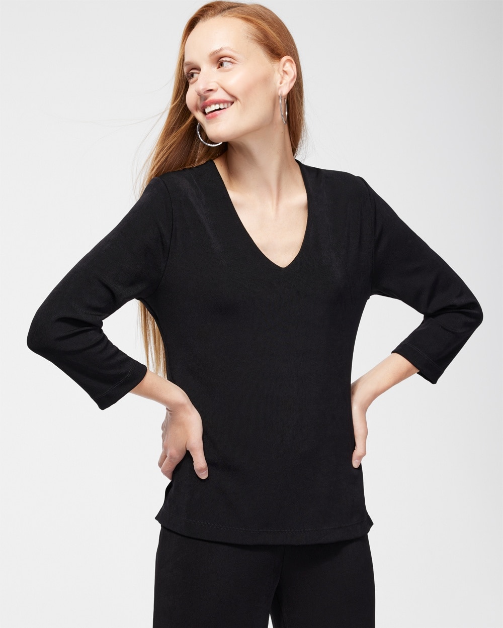 Chico's Tops | Travelers Classic V-Neck Top Black