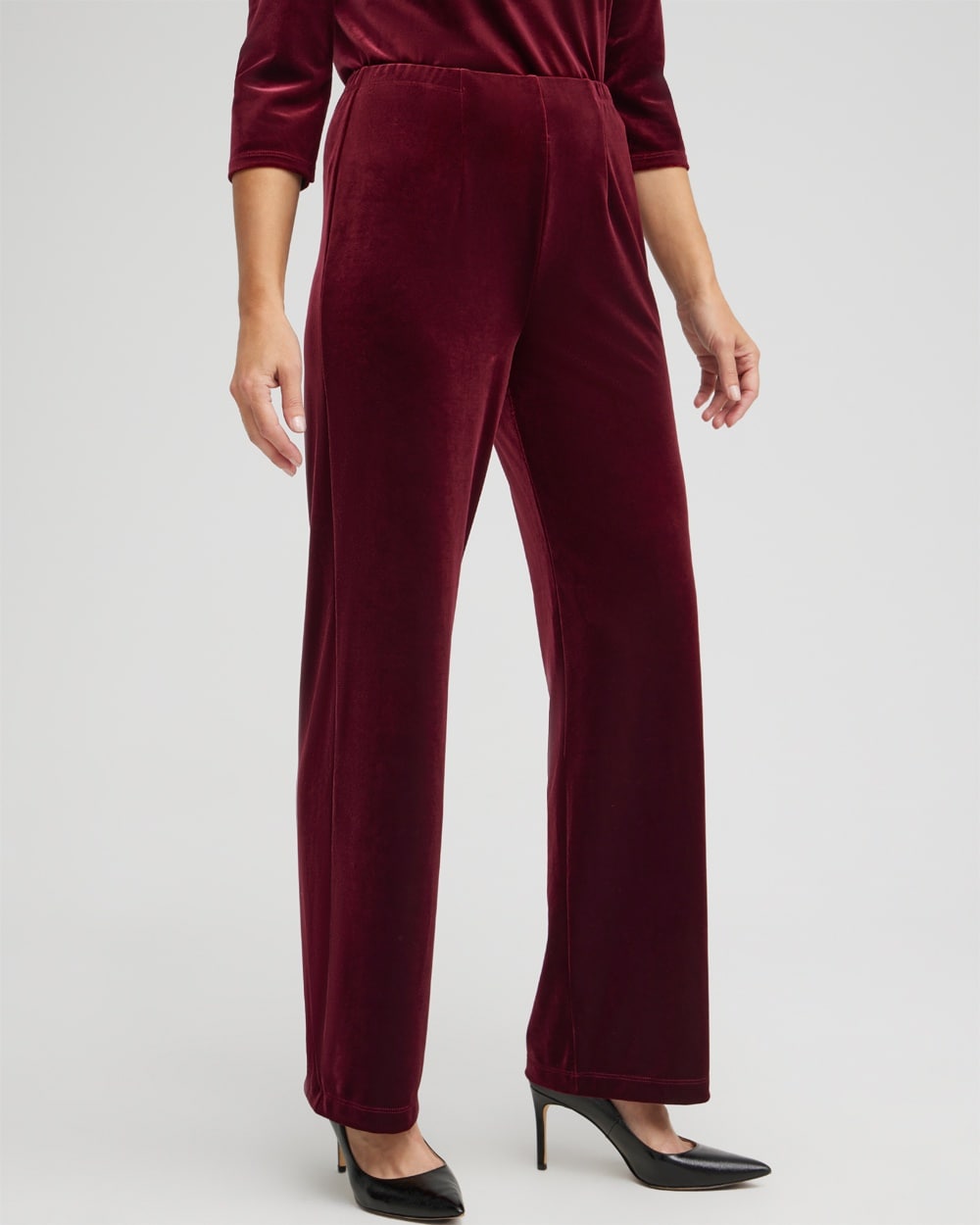 Chico's Pants | Travelers Collection Velvet No Tummy Pants Deep Merlot