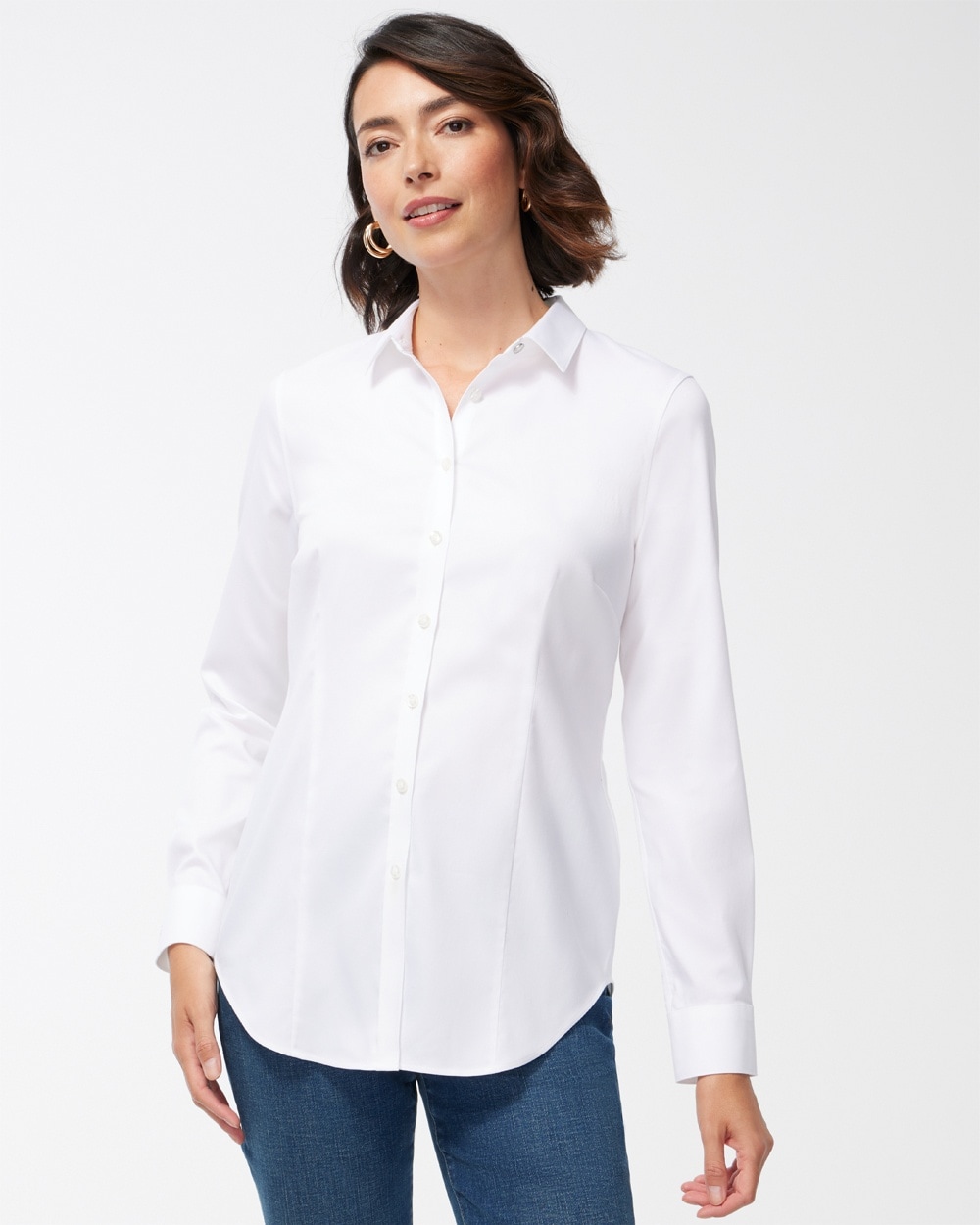 Chico's Tops | No-Iron™ Fitted Stretch Shirt Optic White