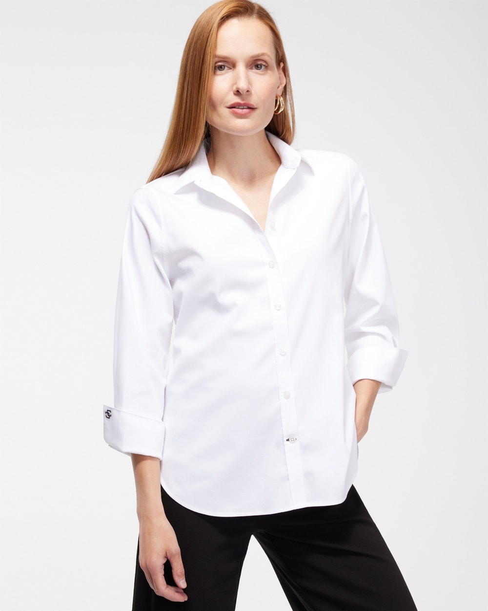 Chico's Tops | No Iron™ 3/4 Sleeve Stretch Shirt Optic White