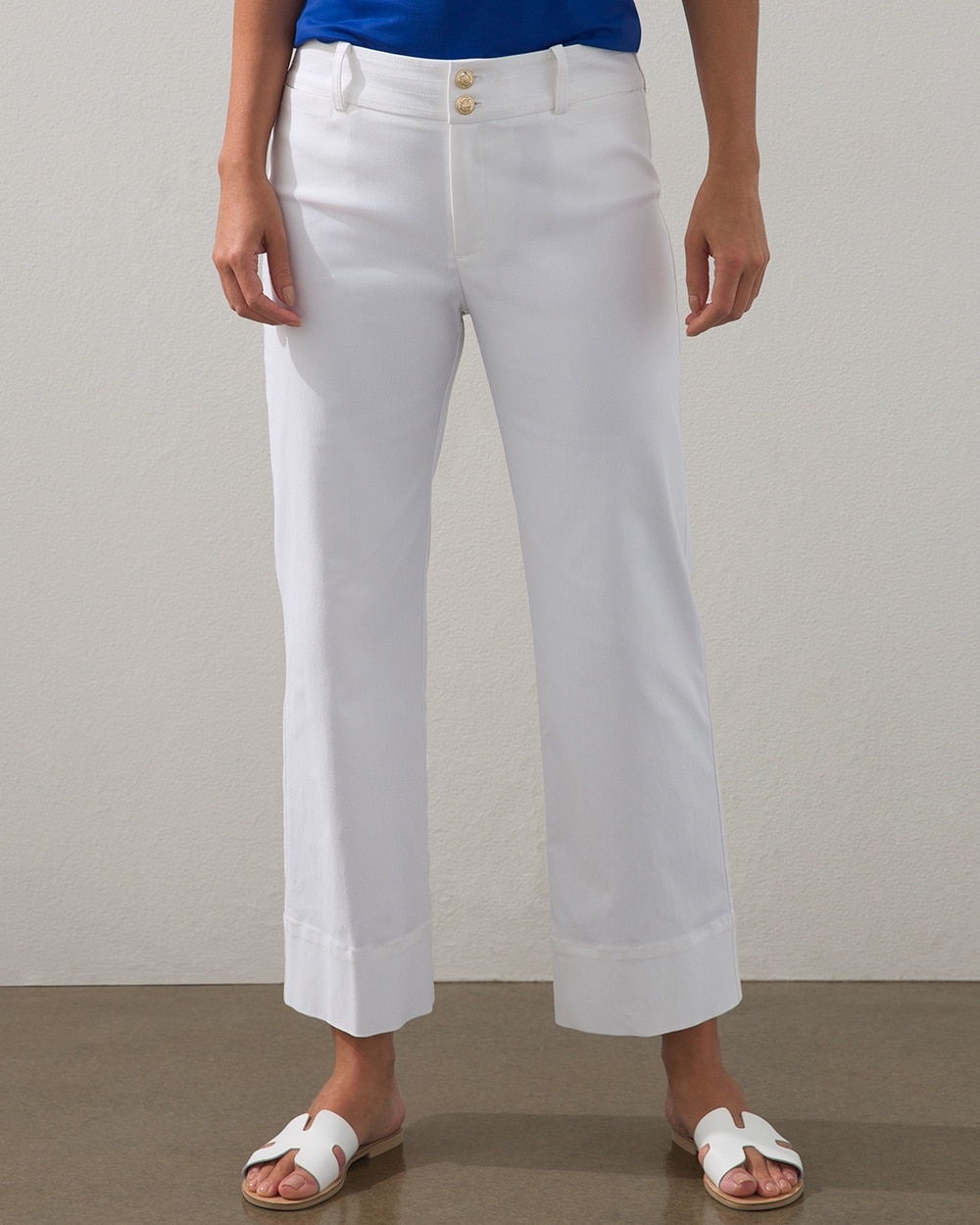 Chico's Pants | Double Stitch Wide Leg Crops Alabaster