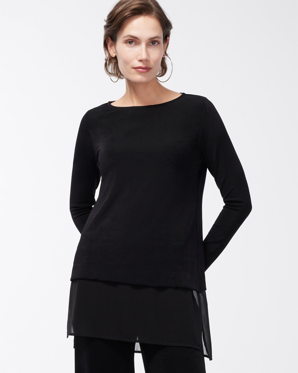 Chico's | Travelers Chiffon Hem Tunic Black