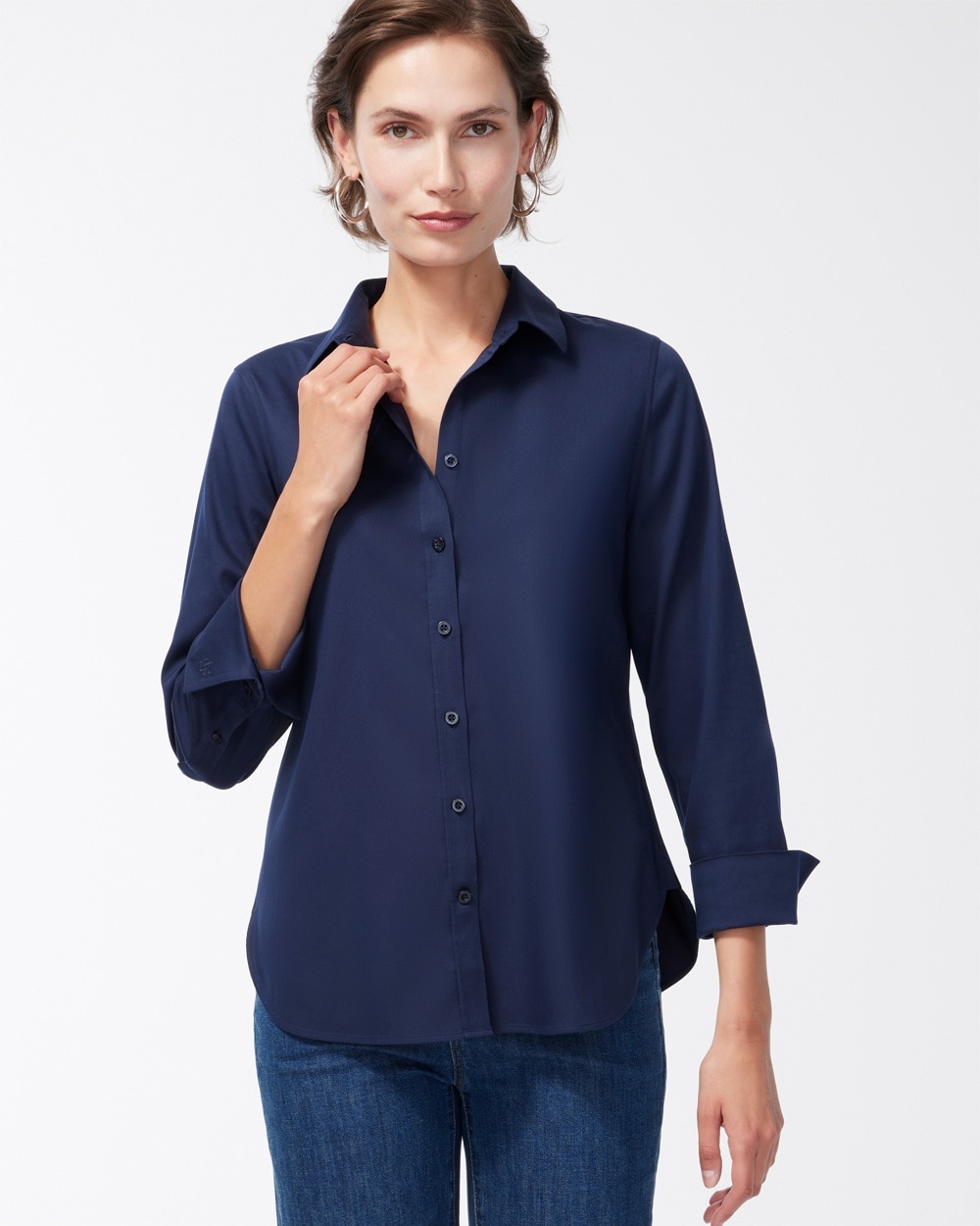 Chico's Tops | No Iron™ Stretch Shirt Classic Navy