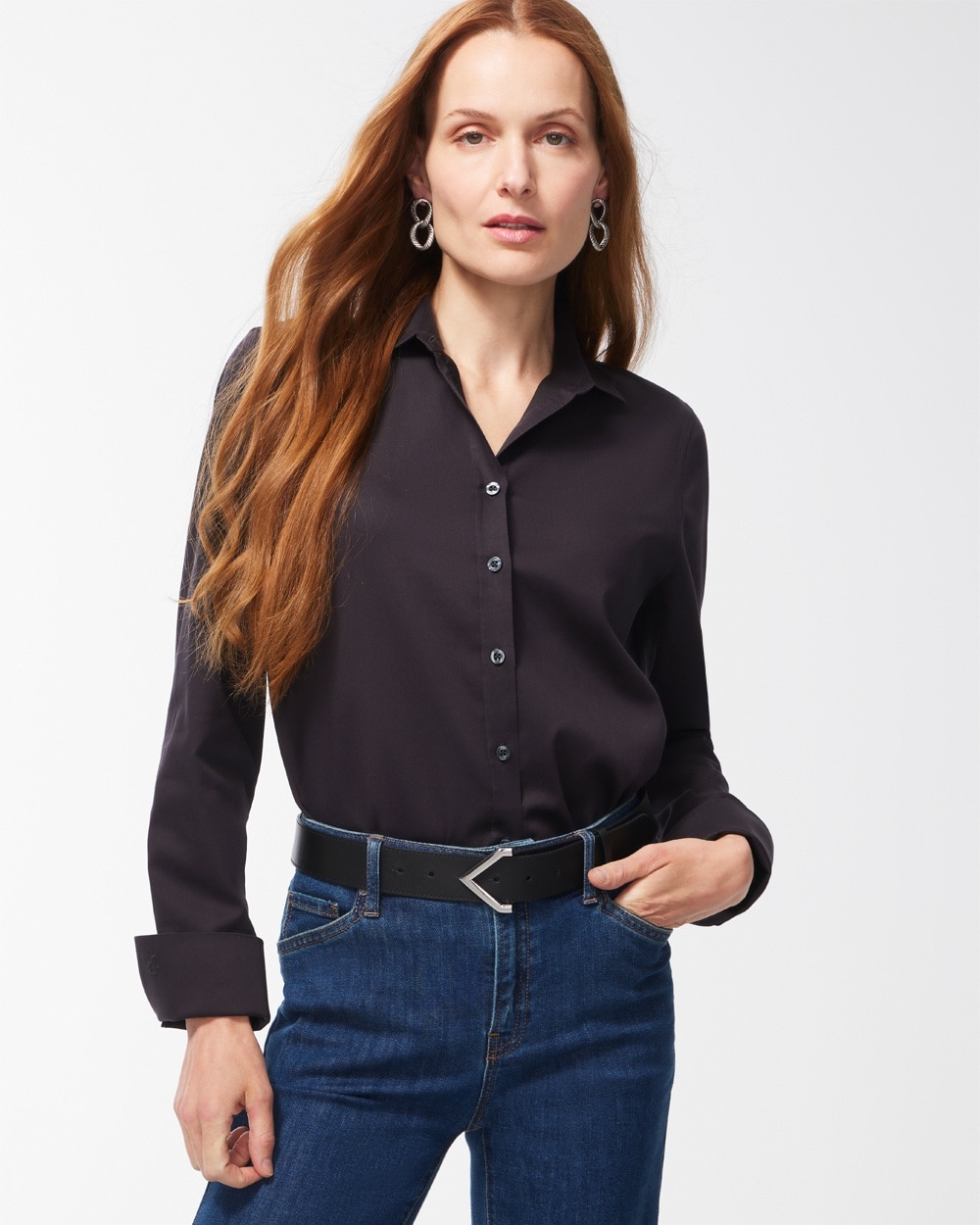 Chico's Tops | No-Iron™ Stretch Shirt Black