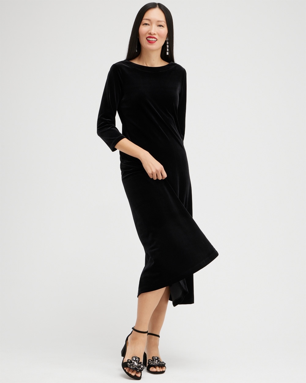 Chico's Dresses & Skirts | Velvet V-Back Midi Dress Black