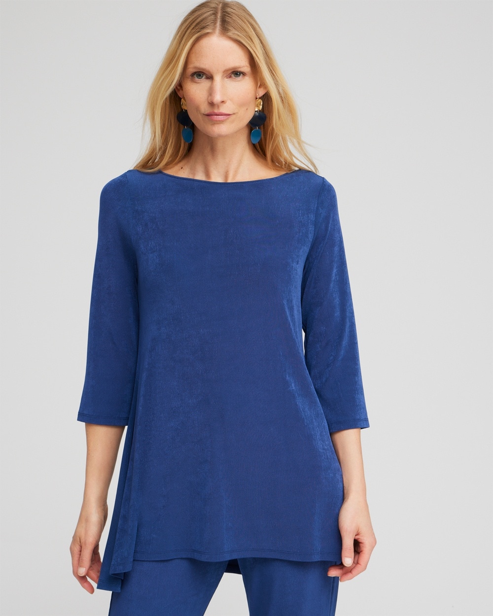 Chico's Tops | Travelers High Low Hem Tunic Azores Blue