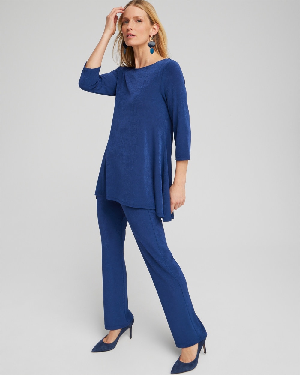 Chico's Tops | Travelers High Low Hem Tunic Azores Blue