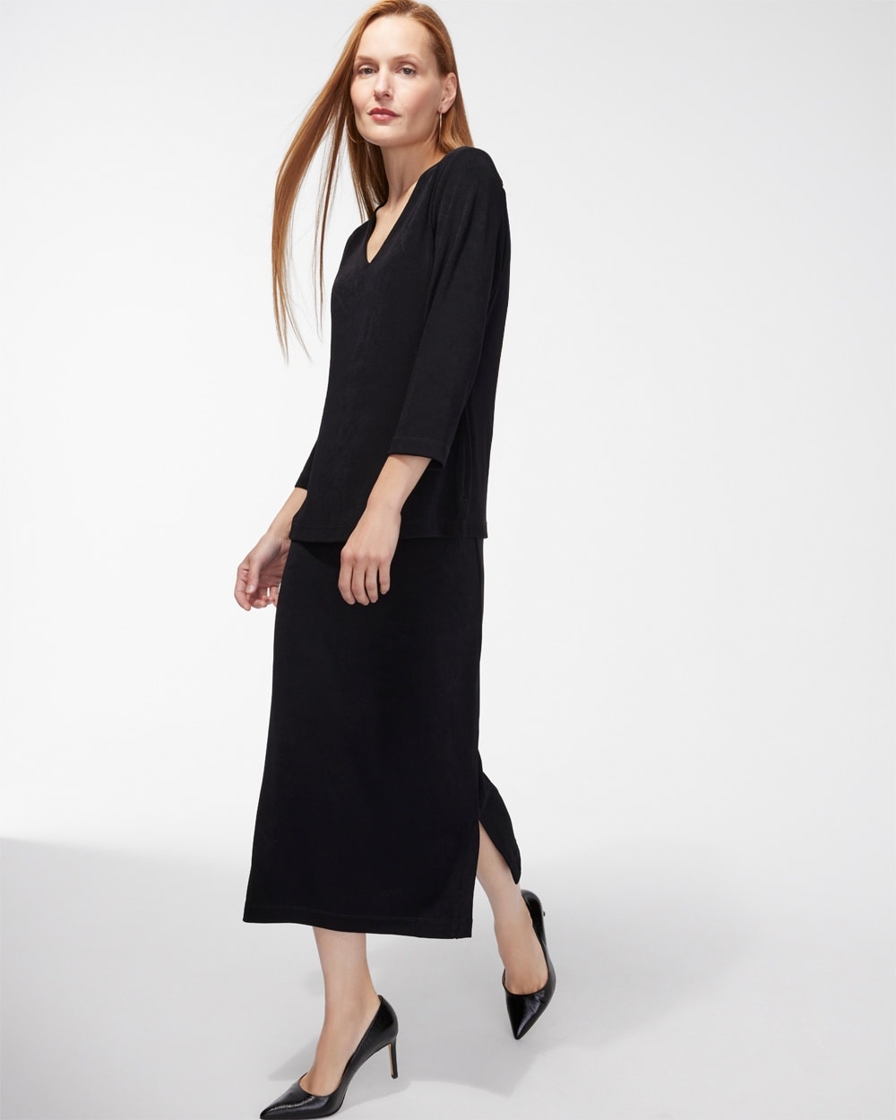 Chico's Dresses & Skirts | Travelers Midi Skirt Travelers Black