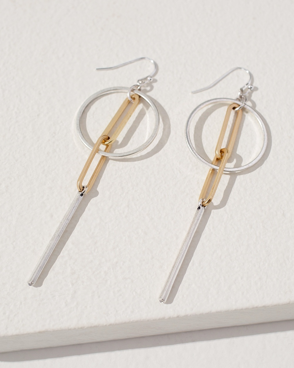 Chico's | Paper Clip Linear Drop Earrings Mixed Metals