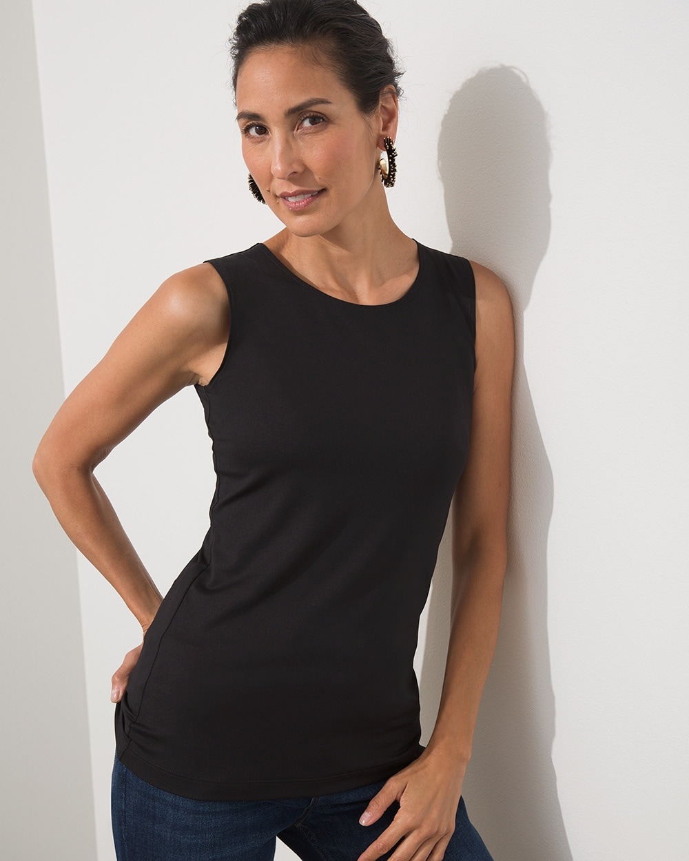 Chico's Tops | High Neck Microfiber Tank Black