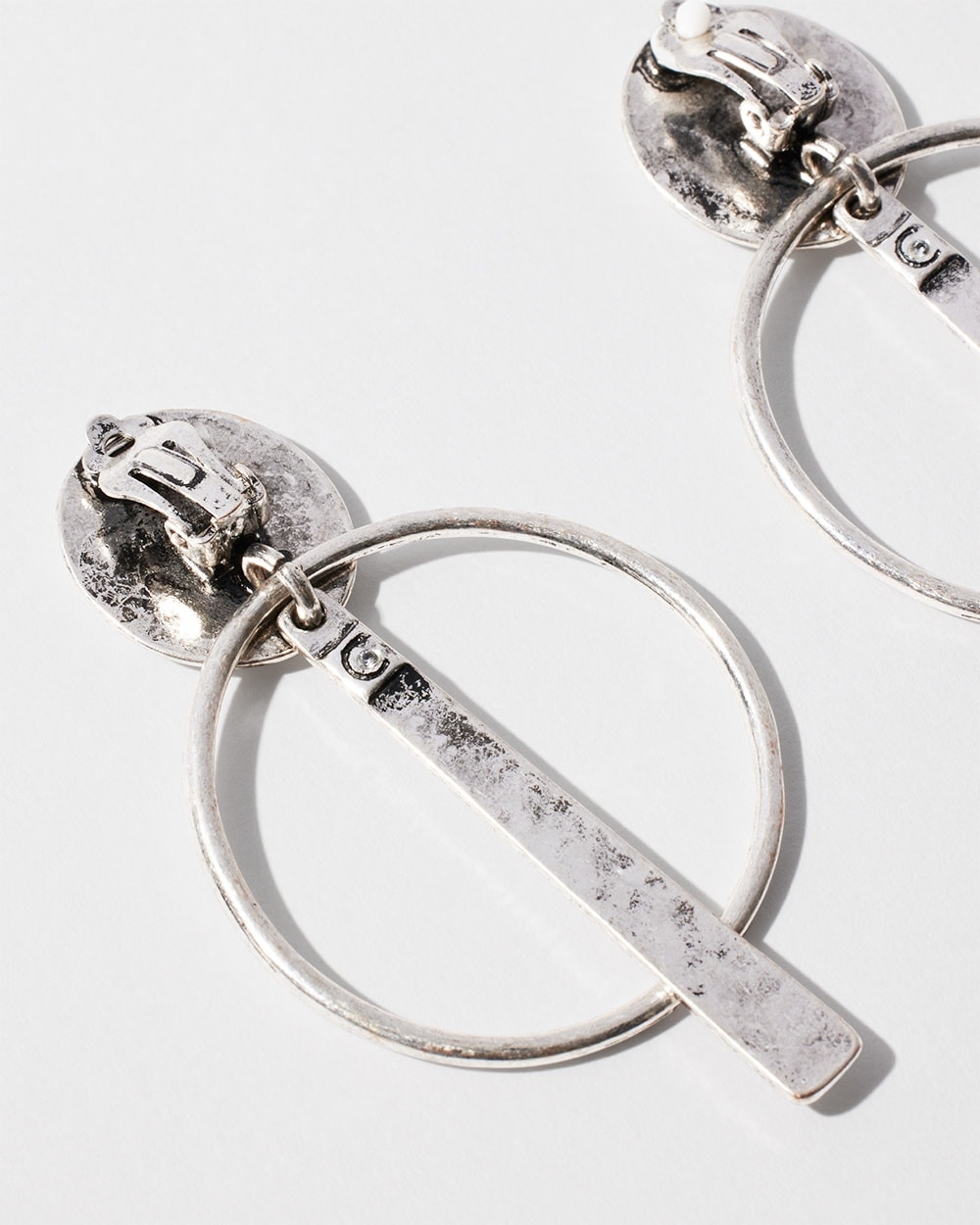 Chico's | Tone Clip-On Drop Earrings Silver