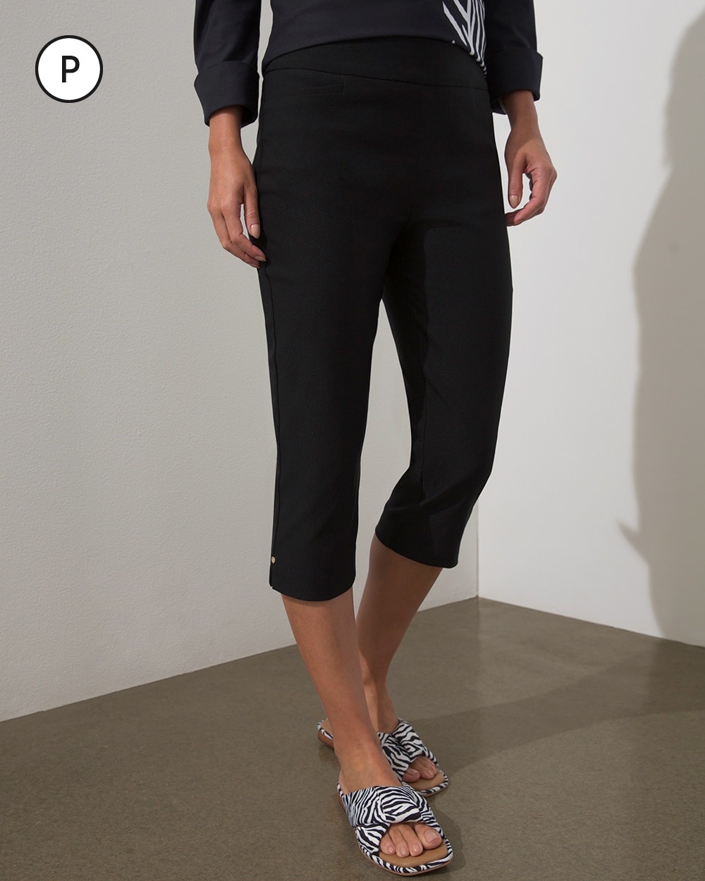 Chico's Jackets | Petite Brigitte Rivet Capris Black