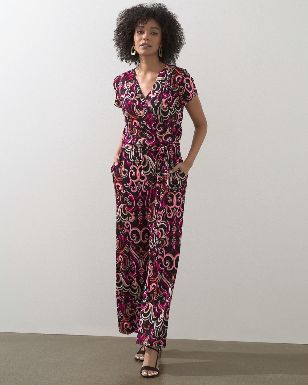 Chico's Dresses & Skirts | Travelers Scroll Print Jumpsuit