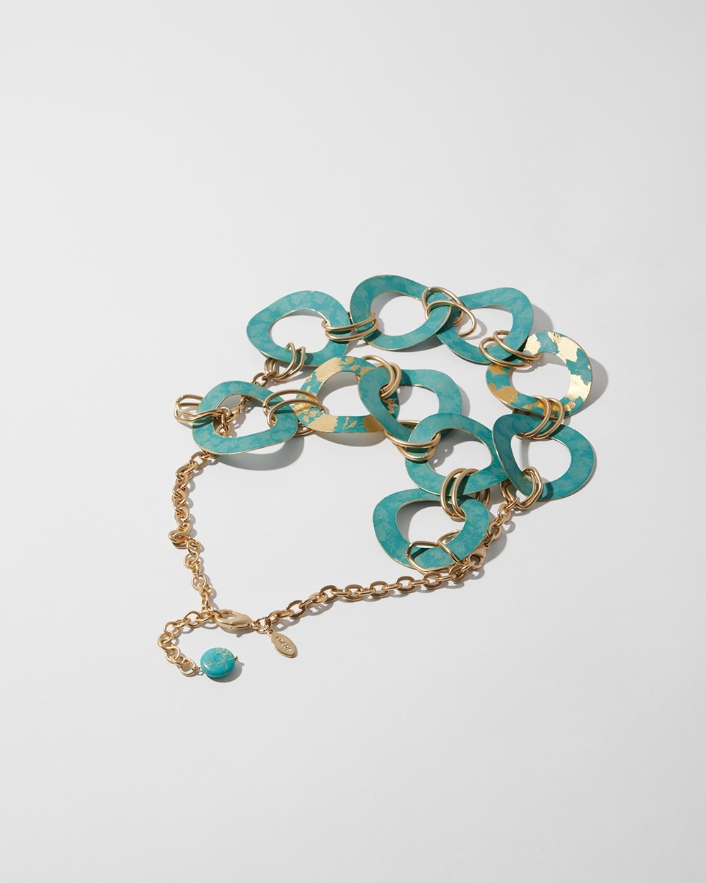 Chico's | Turquoise and Gold Tone Short Necklace Cool Turquoise