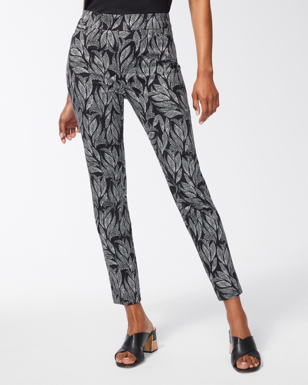 Chico's Pants | Brigitte Dot Foliage Ankle Pants Alabaster/Black