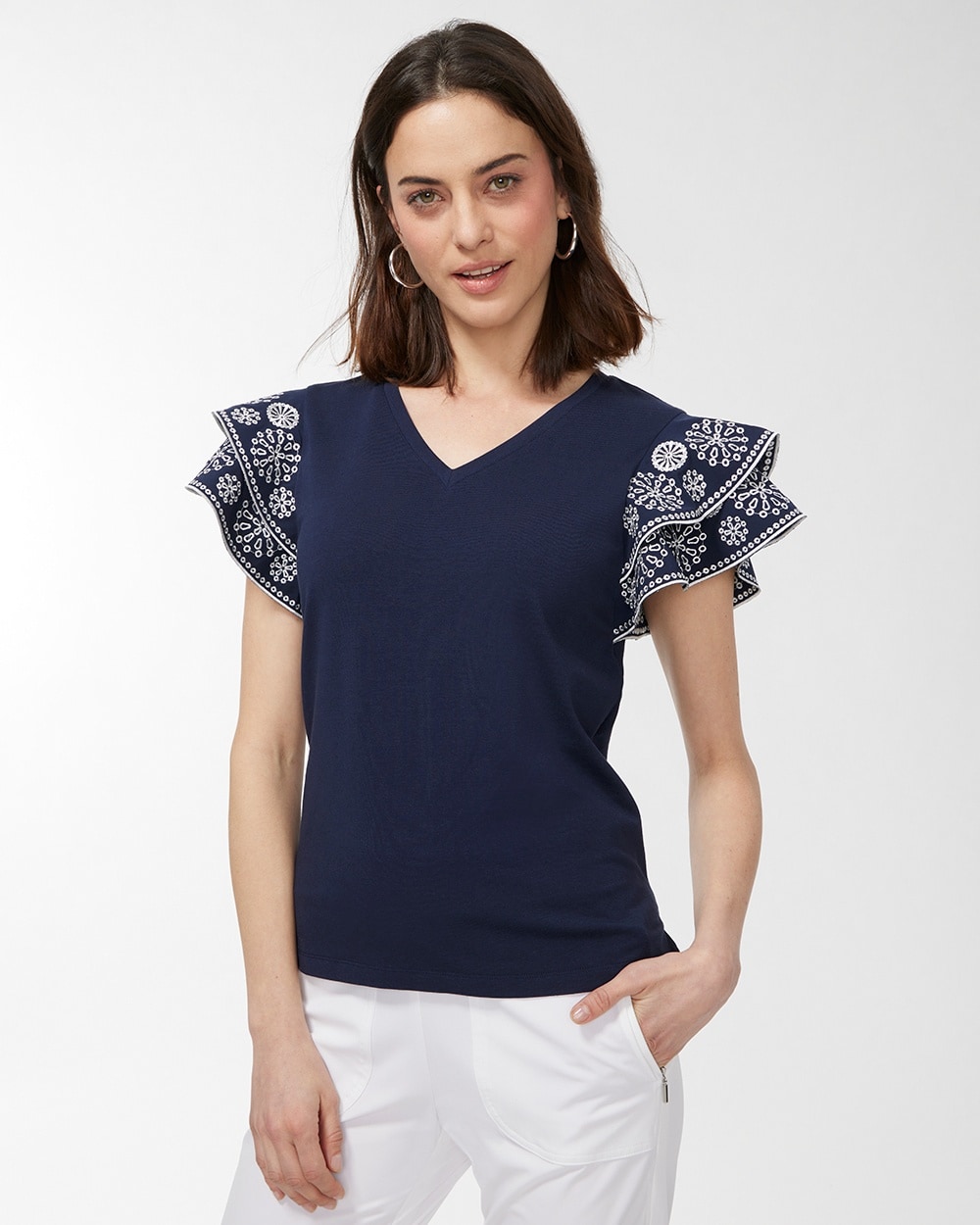 Chico's Activewear | Zenergy UPF Flutter Sleeve Tee Classic Navy