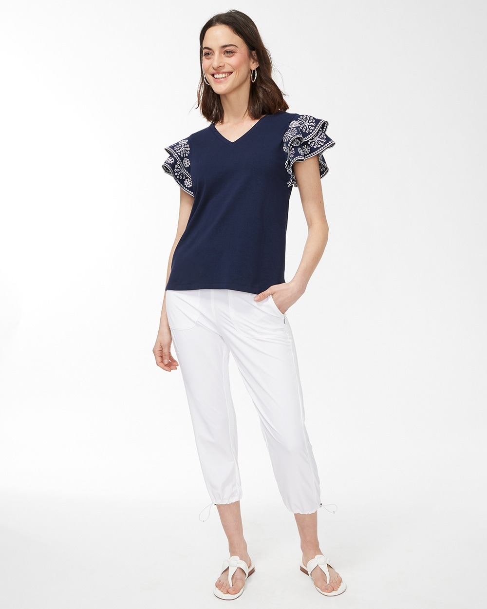 Chico's Activewear | Zenergy UPF Flutter Sleeve Tee Classic Navy