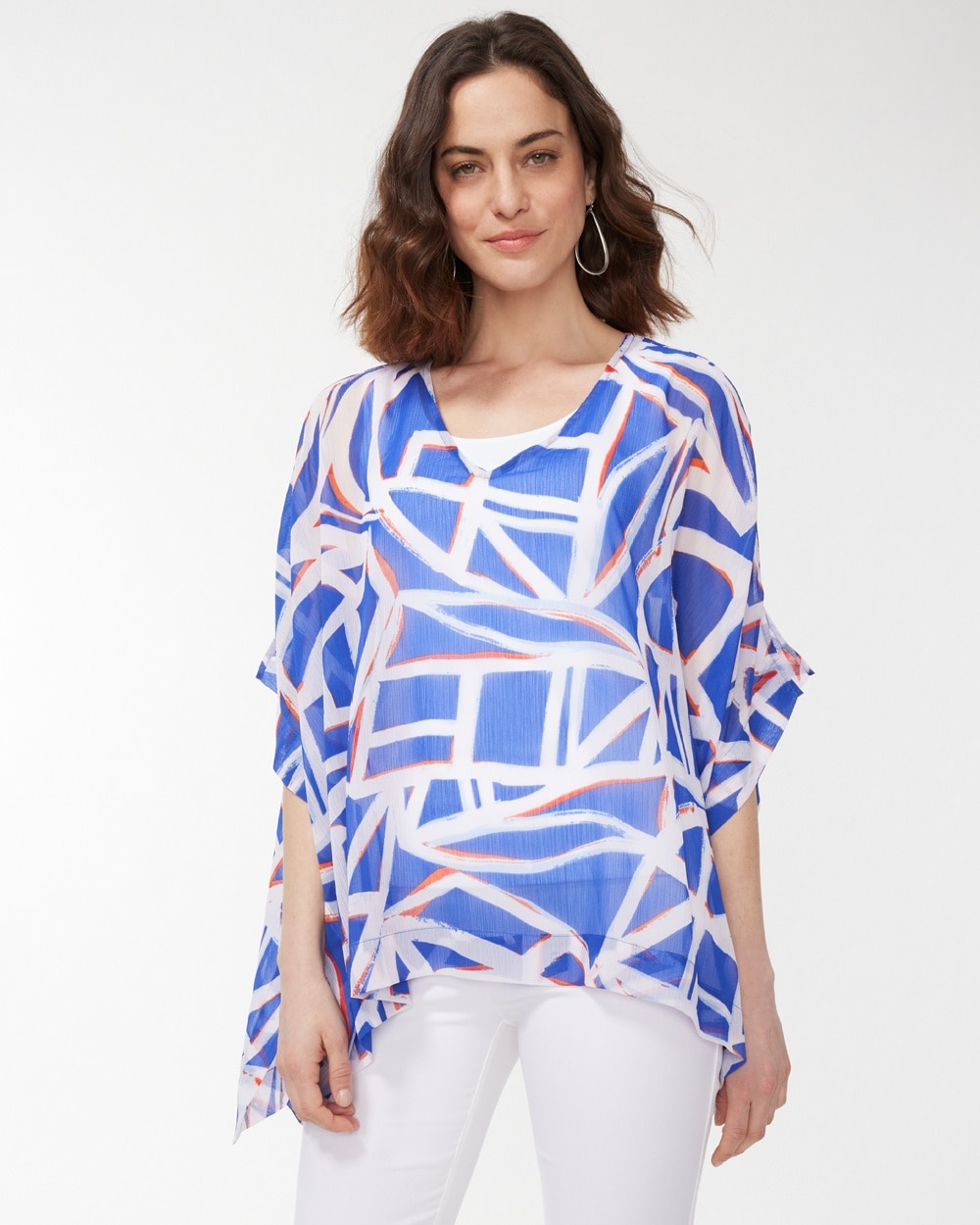 Chico's Scarves | Americana Sheer Poncho Blue Grotto