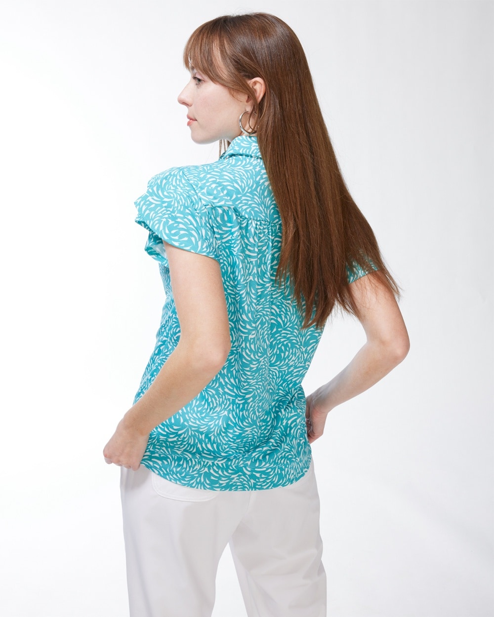 Chico's Activewear | Zenergy Mosaic Flutter Sleeve Top Agua Azul