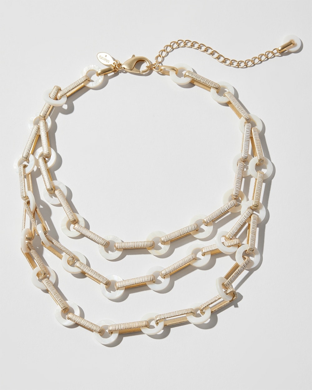 Chico's | Mother of Pearl Multistrand Necklace Gold/White