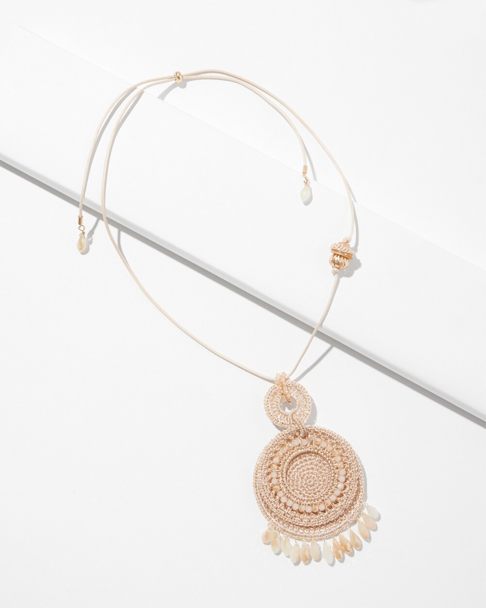 Chico's | Crochet Adjustable Pendant Necklace Neutral