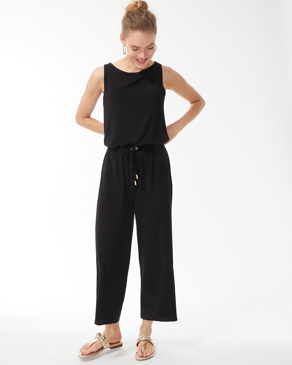 Chico's Dresses & Skirts | Travelers Tie Waist Jumpsuit Travelers Black