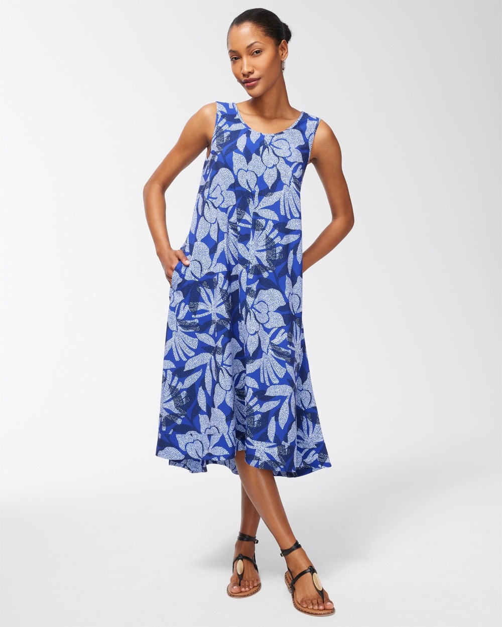 Chico's Dresses & Skirts | Zenergy UPF Neema Floral Dress Blue Grotto