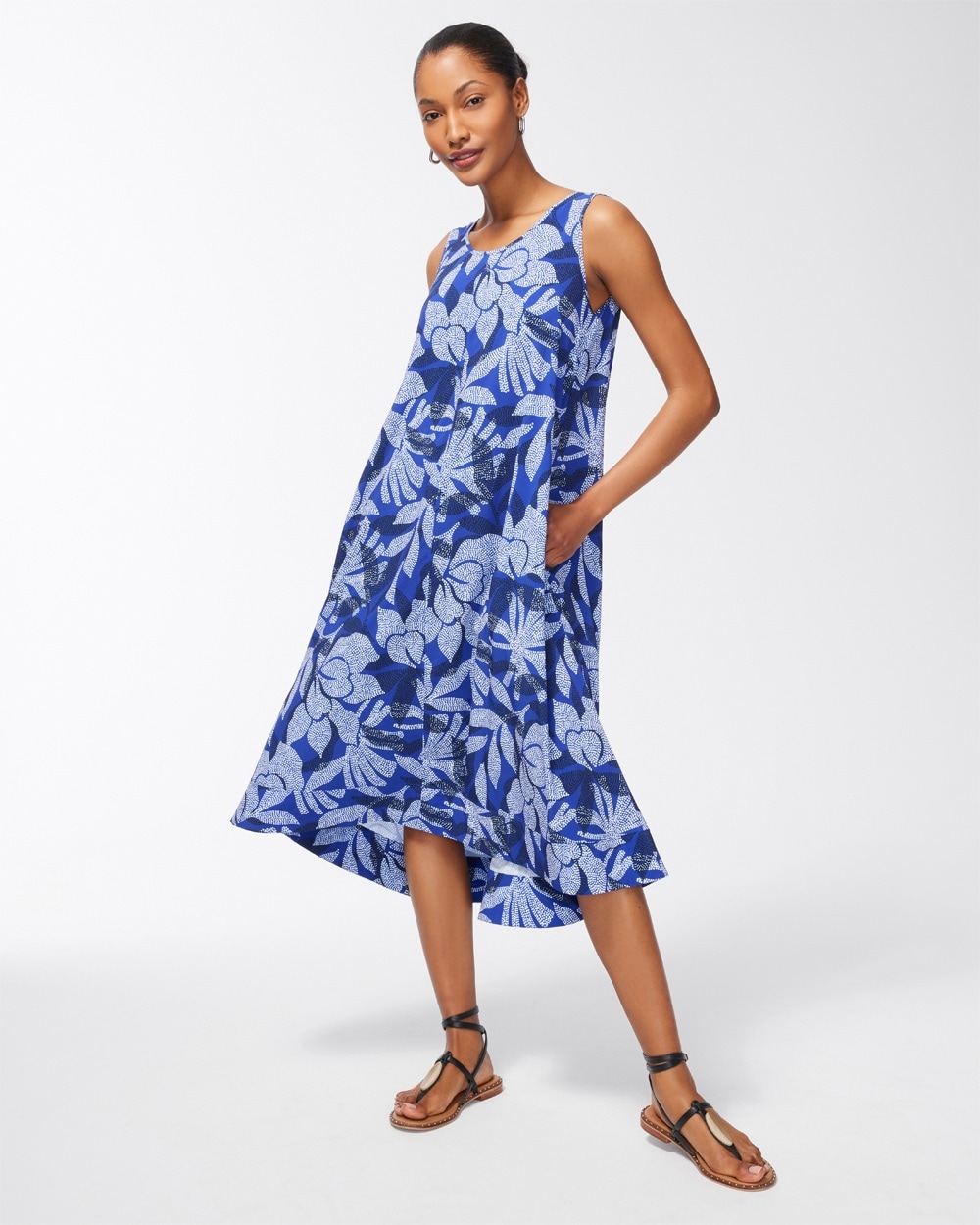 Chico's Dresses & Skirts | Zenergy UPF Neema Floral Dress Blue Grotto