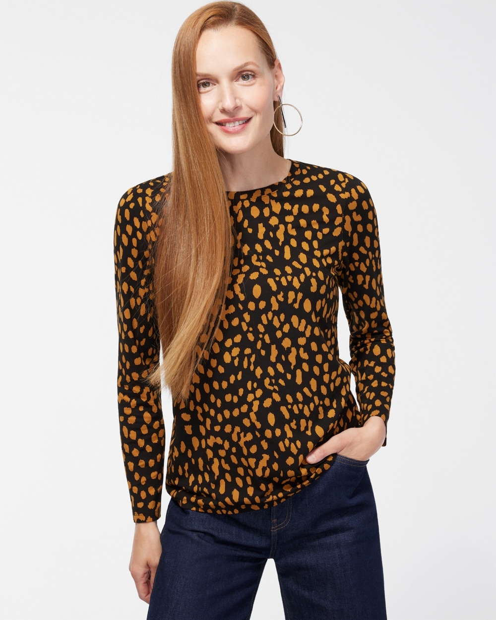 Chico's Tops | Touch of Cool Dots Layering Tee Black