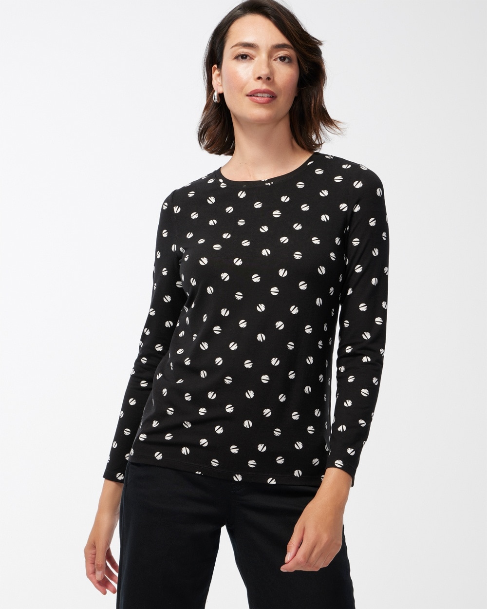 Chico's Tops | Touch of Cool Space Dot Layering Tee Black