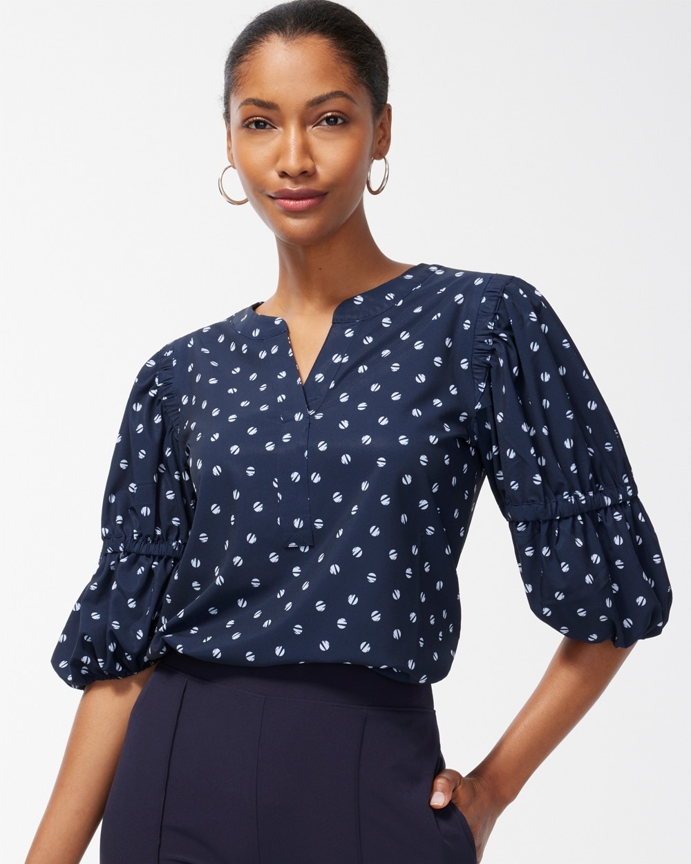 Chico's Activewear | Zenergy UPF Neema Dot Print Top Classic Navy