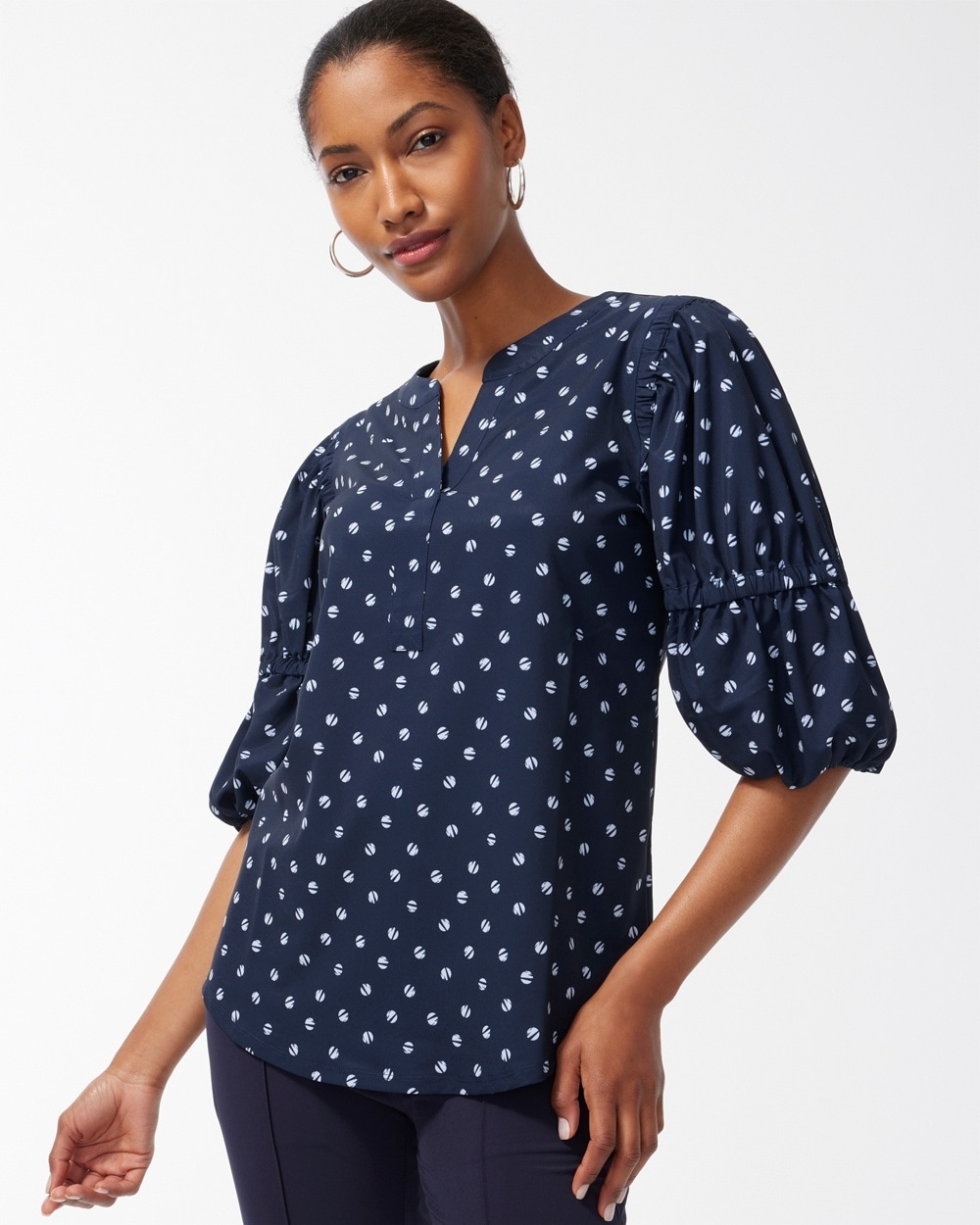 Chico's Activewear | Zenergy UPF Neema Dot Print Top Classic Navy