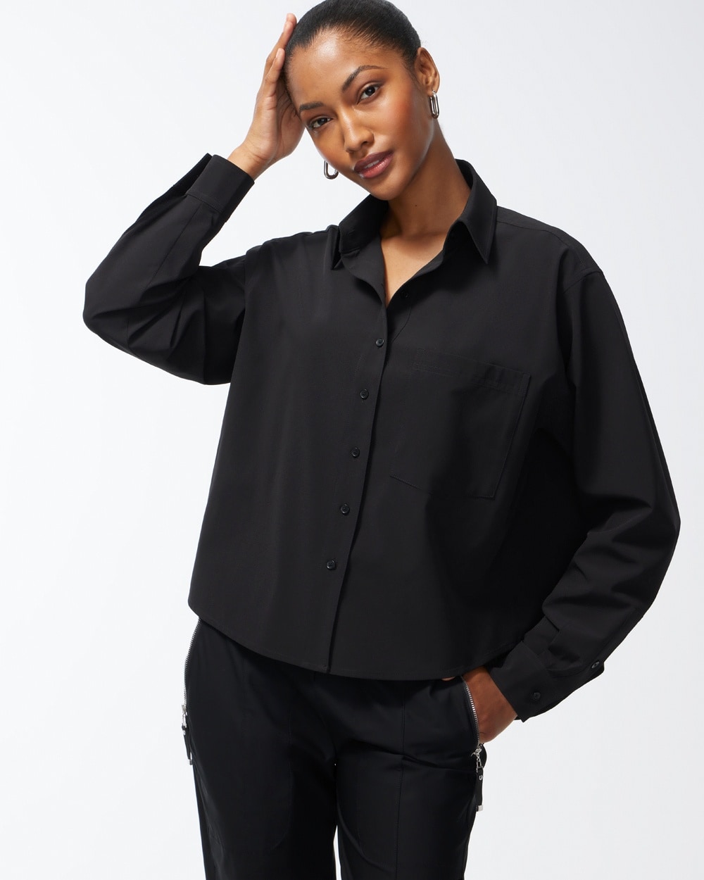 Chico's Tops | Zenergy Neema Cropped Shirt Black