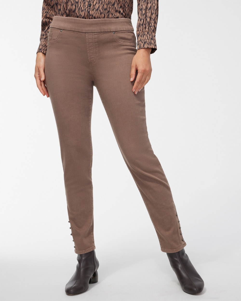 Chico's Jeans & Denim | Studded Hem Pull-On Ankle Jeggings Urban Taupe