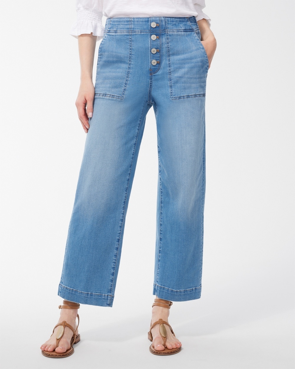 Chico's Jeans & Denim | Pull-On Wide Leg Ankle Jeans Amilla Indigo