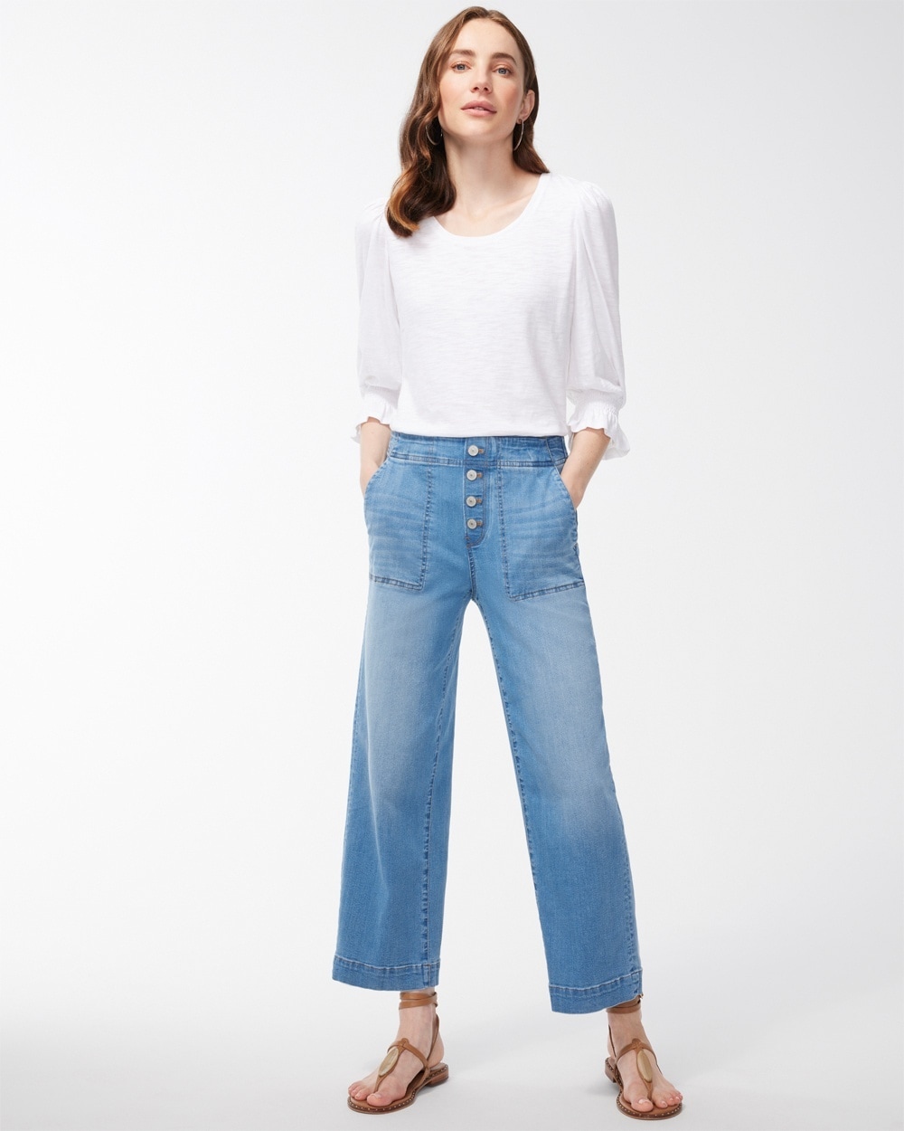 Chico's Jeans & Denim | Pull-On Wide Leg Ankle Jeans Amilla Indigo