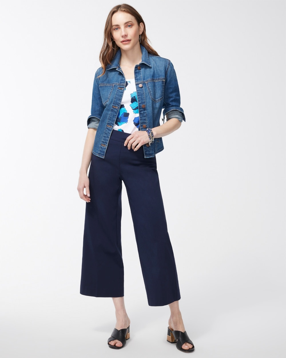 Chico's Jackets & Coats | Cropped Denim Jacket Bonsai Indigo