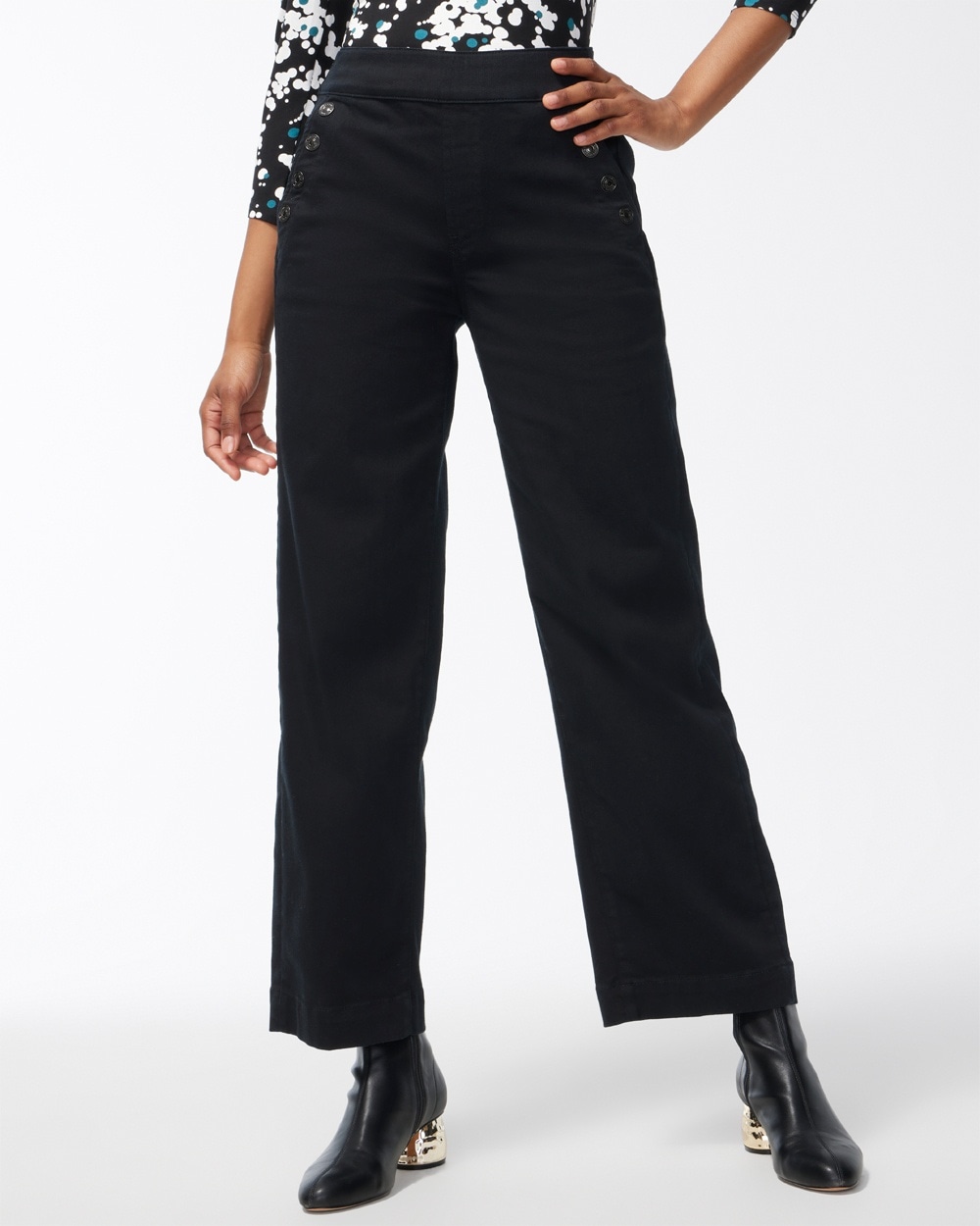 Chico's Jeans & Denim | Pull-On Wide Leg Ankle Jeans Black