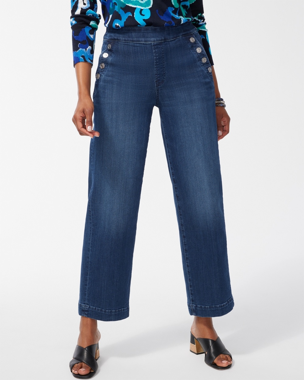 Chico's Jeans & Denim | Pull-On Wide Leg Ankle Jeans Redwood Indigo