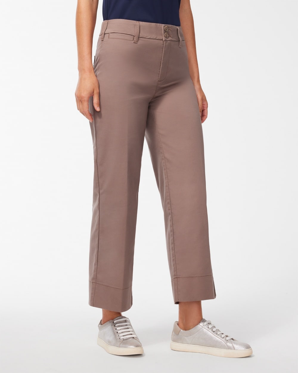 Chico's Pants | Twill High Rise Wide Leg Crops Urban Taupe