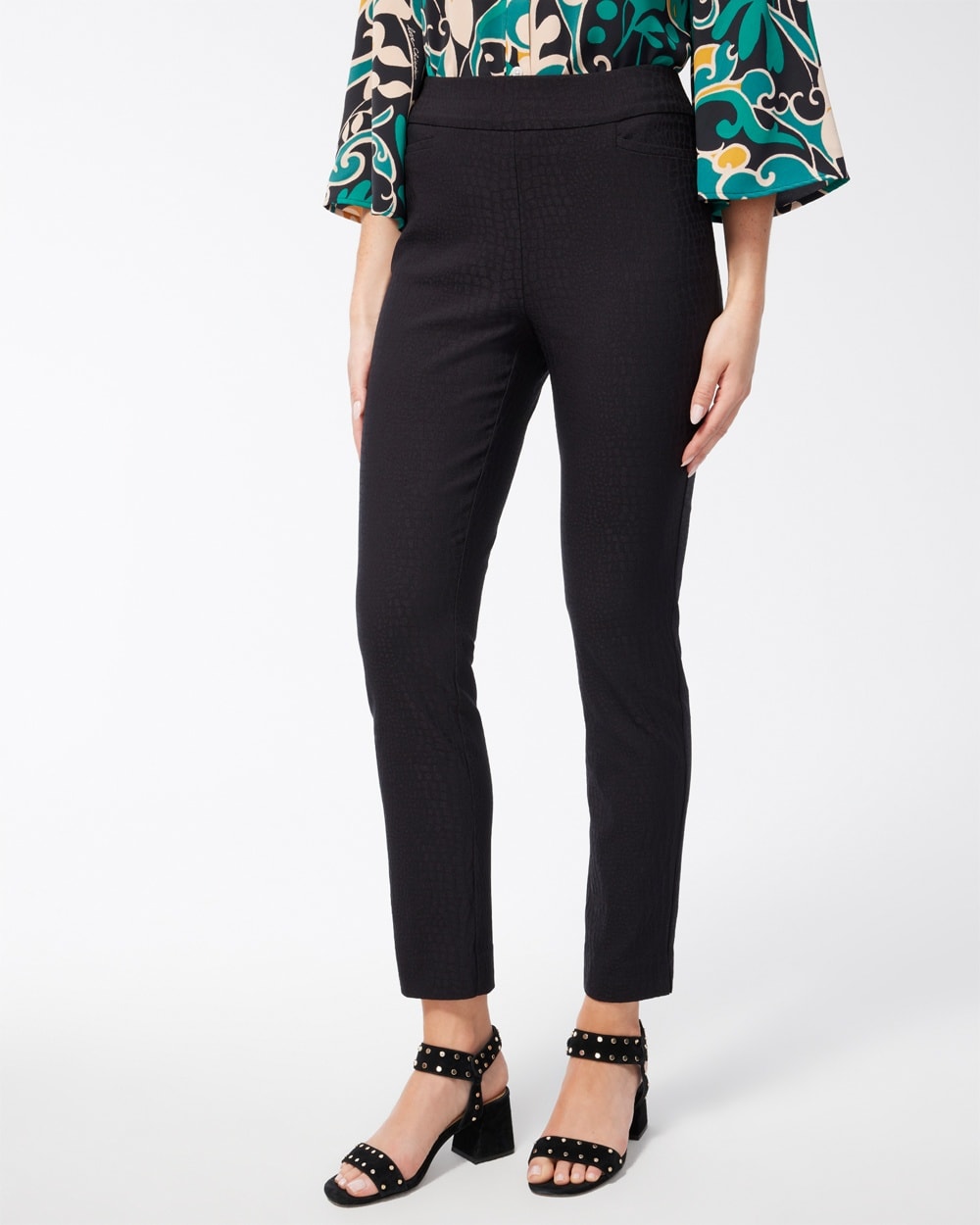 Chico's Pants | Brigitte Reptile Jacquard Ankle Pants Black