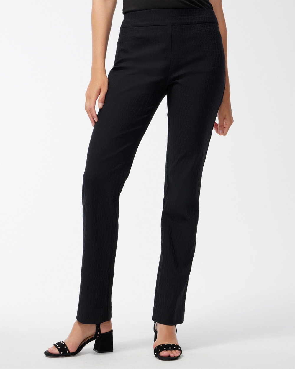 Chico's Pants | Brigitte Reptile Jacquard Pants Black