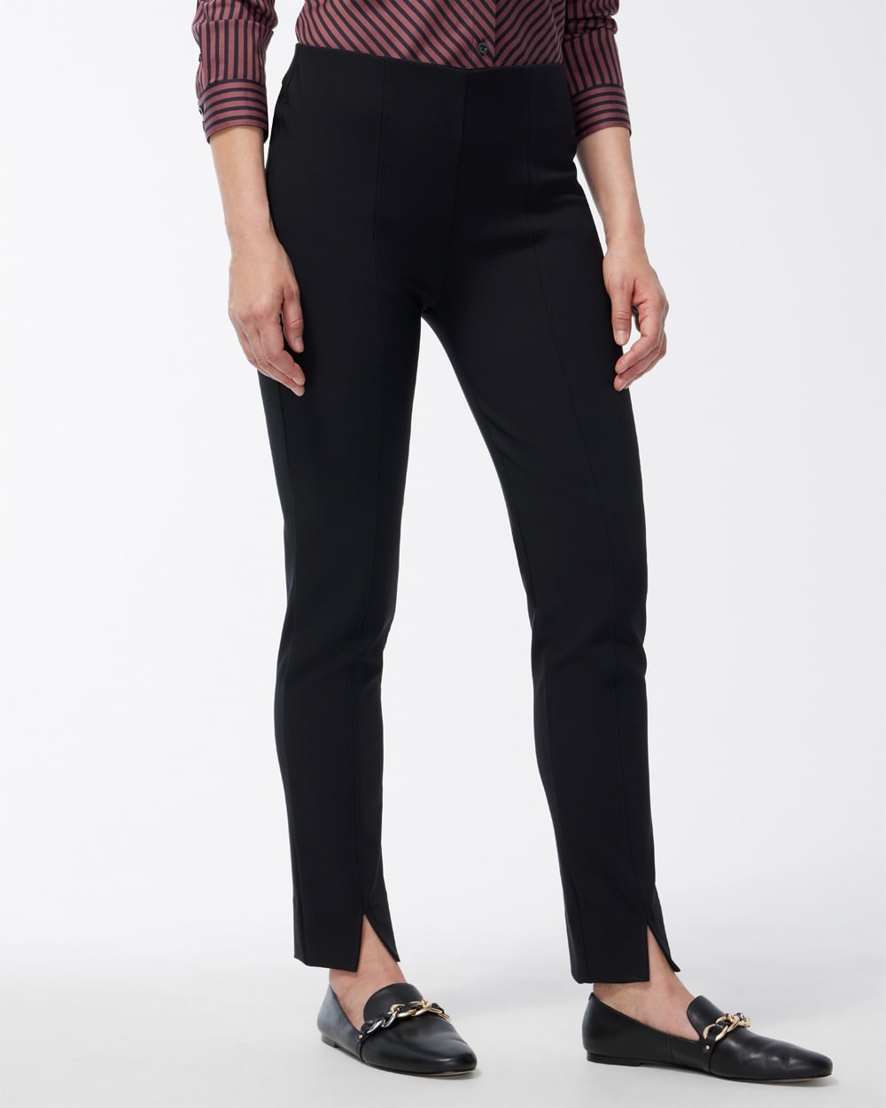 Chico's Pants | Bi-Stretch Front Seam Slit Ankle Pants Black