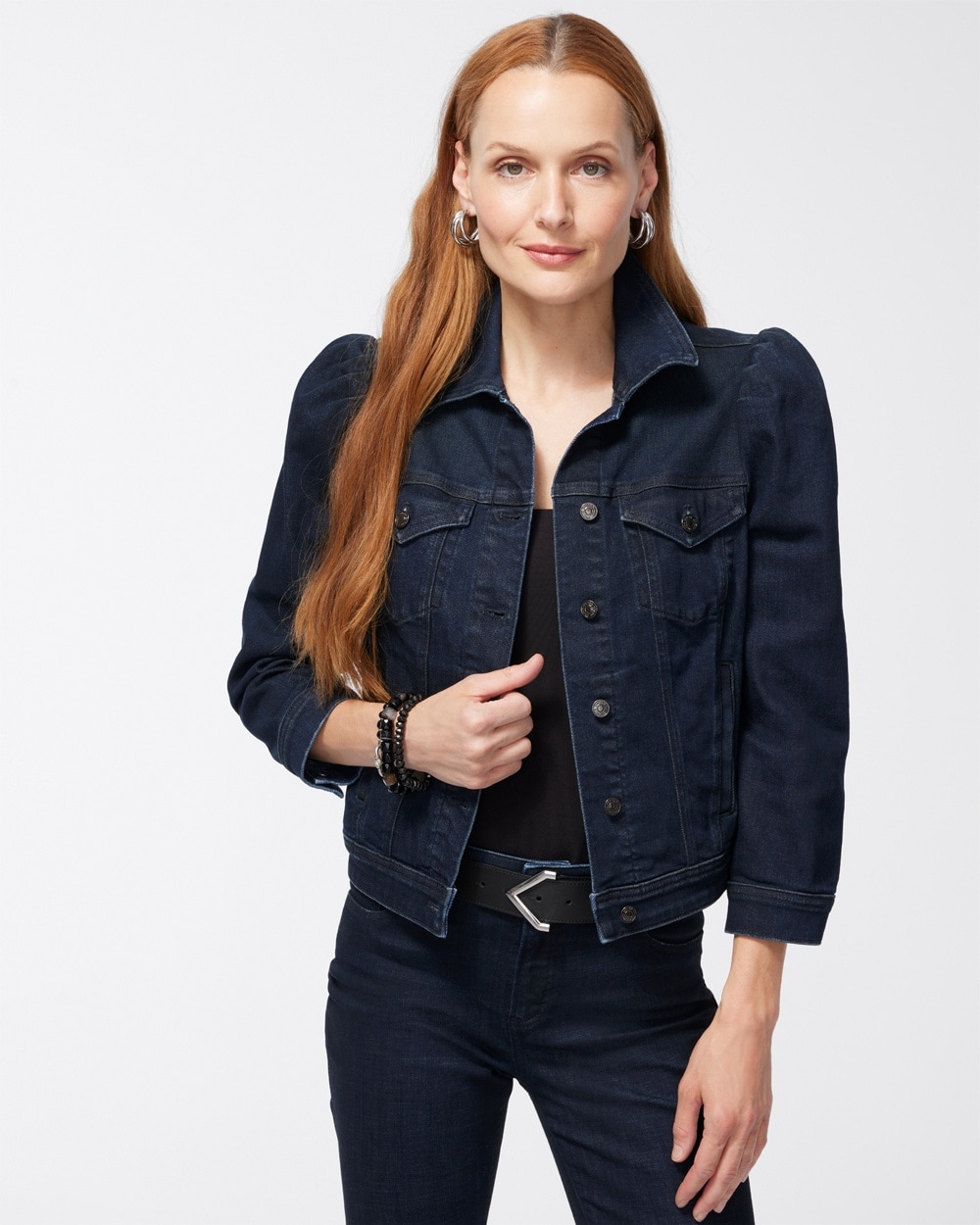 Chico's Jackets & Coats | Puff Sleeve Denim Jacket Dorset Street Indigo