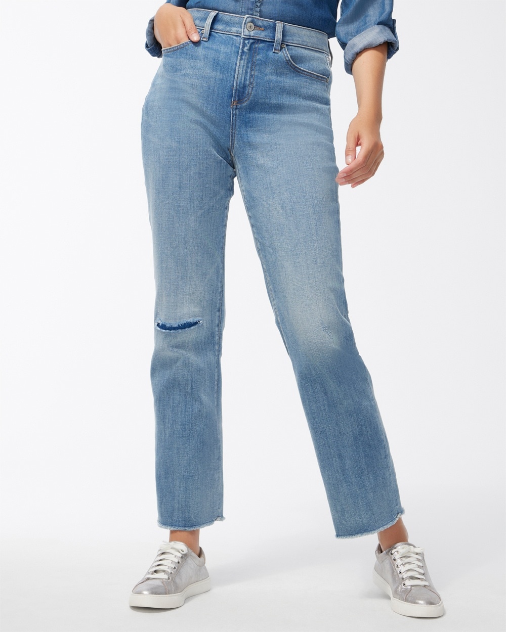 Chico's Jeans & Denim | High Rise Straight Leg Jeans Stormy Seas Indigo