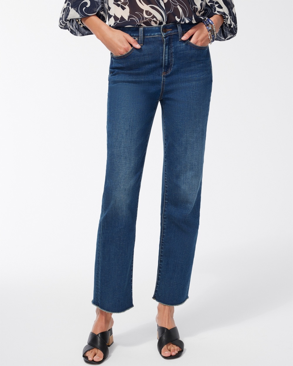 Chico's Jeans & Denim | High Rise Straight Leg Jeans Stormy Seas Indigo