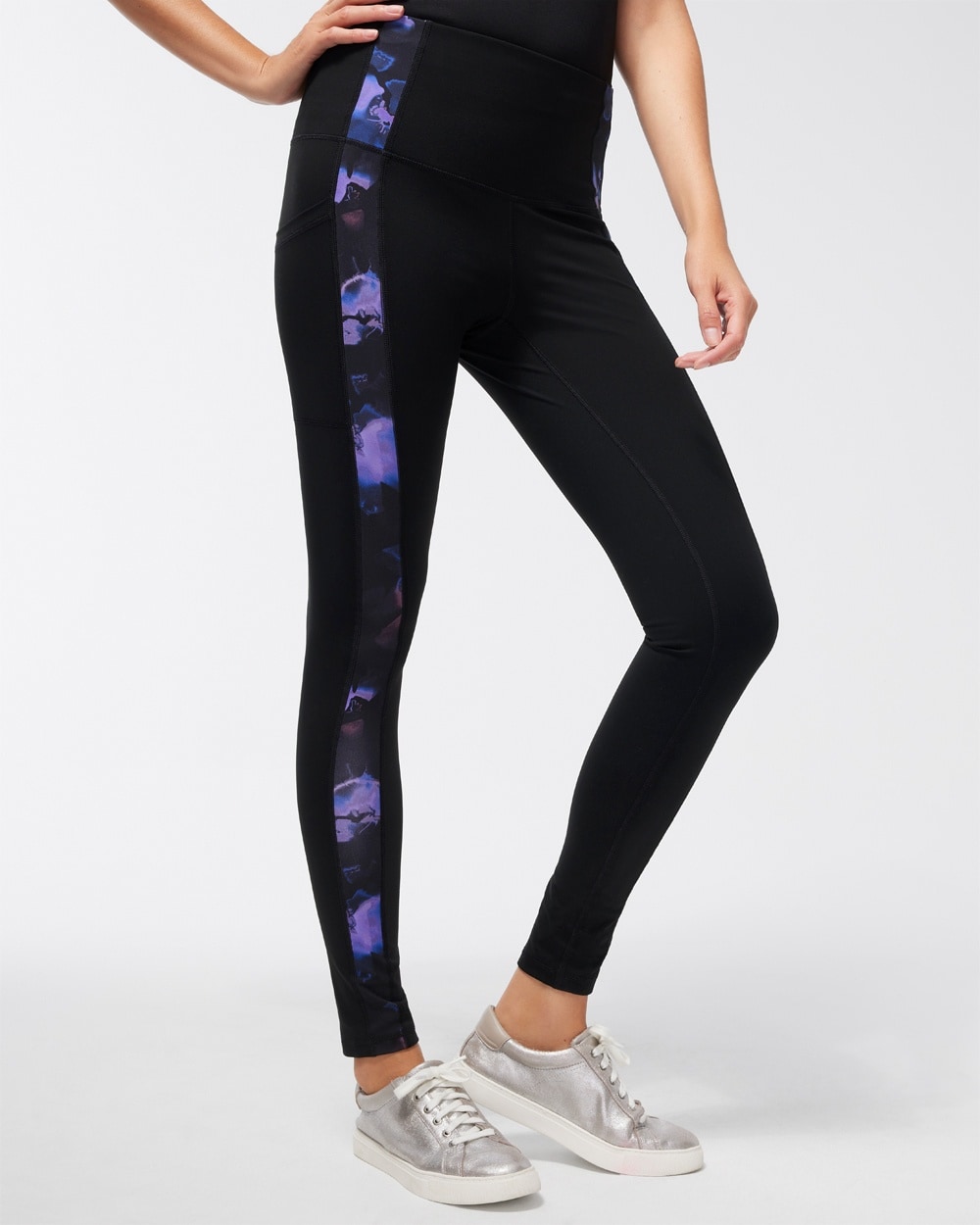 Chico's Pants | Zenergy Floral Side Panel Leggings Florentia Plum