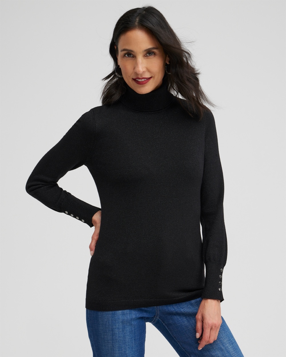 Chico's Sweaters | Lurex Turtleneck Sweater Black