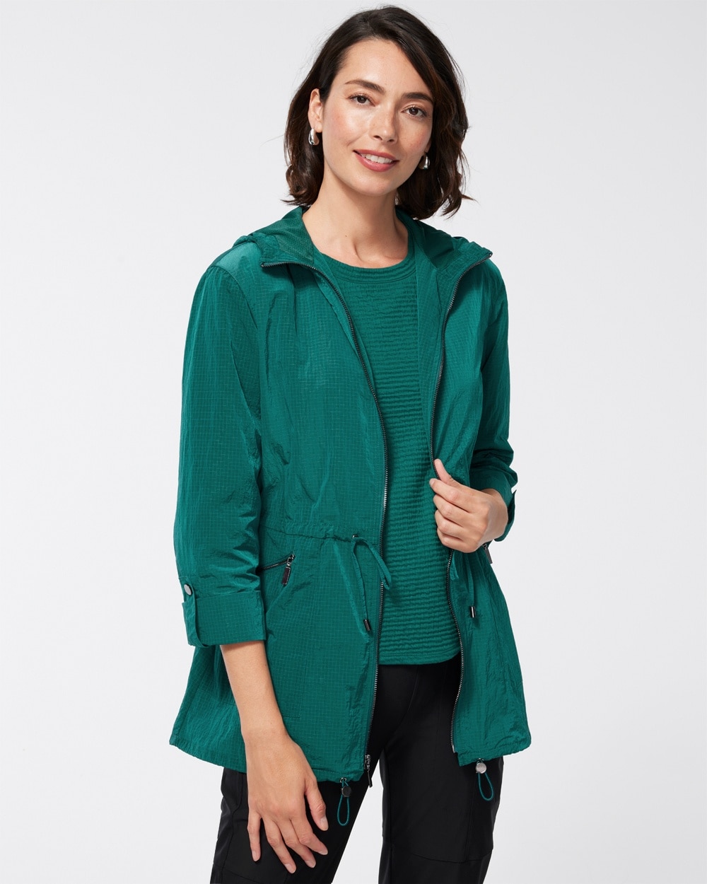 Chico's Jackets & Coats | Zenergy UPF Water Resistant Jacket Peacock Teal