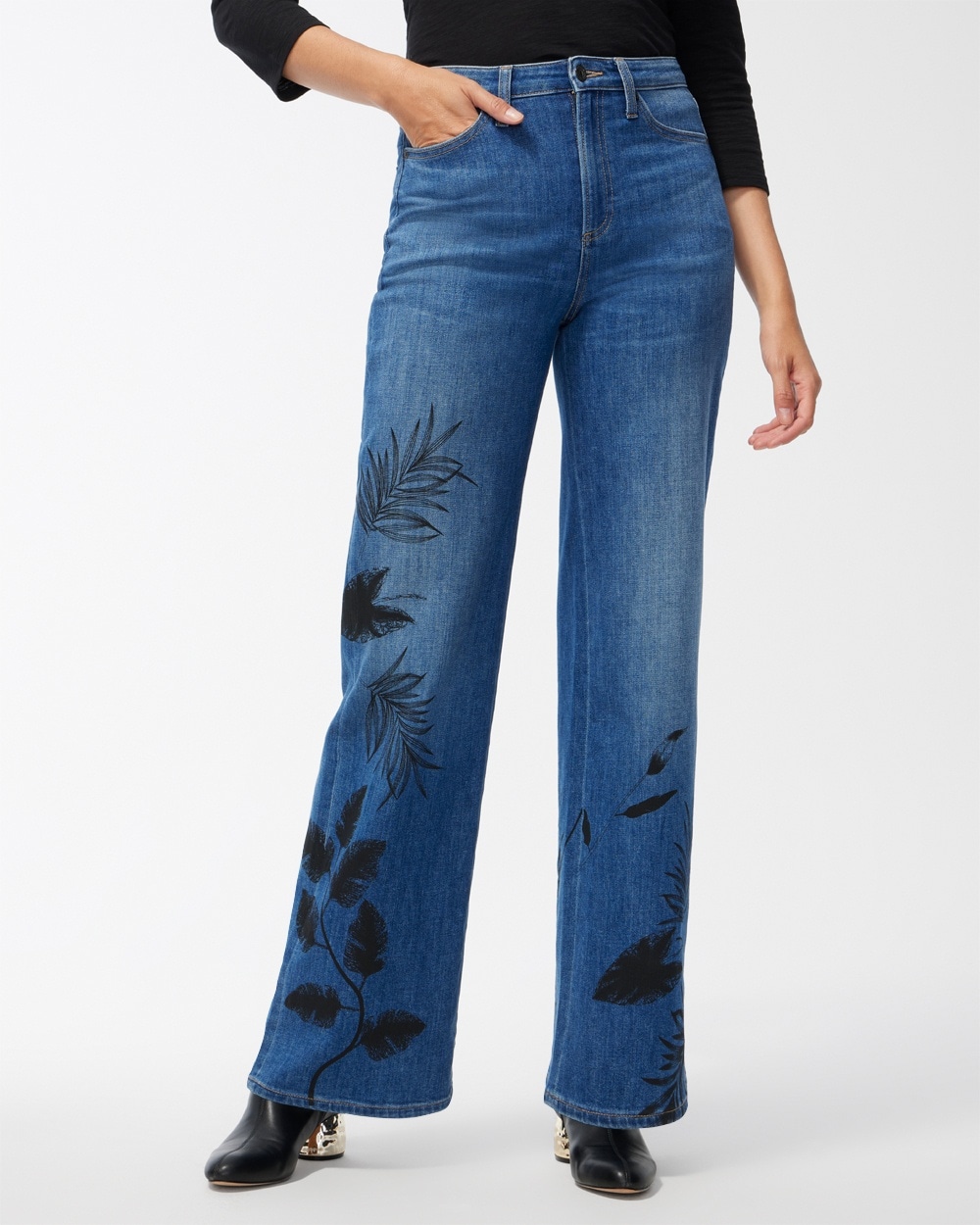 Chico's Jeans & Denim | High Rise Wide Leg Jeans Wildflower Indigo